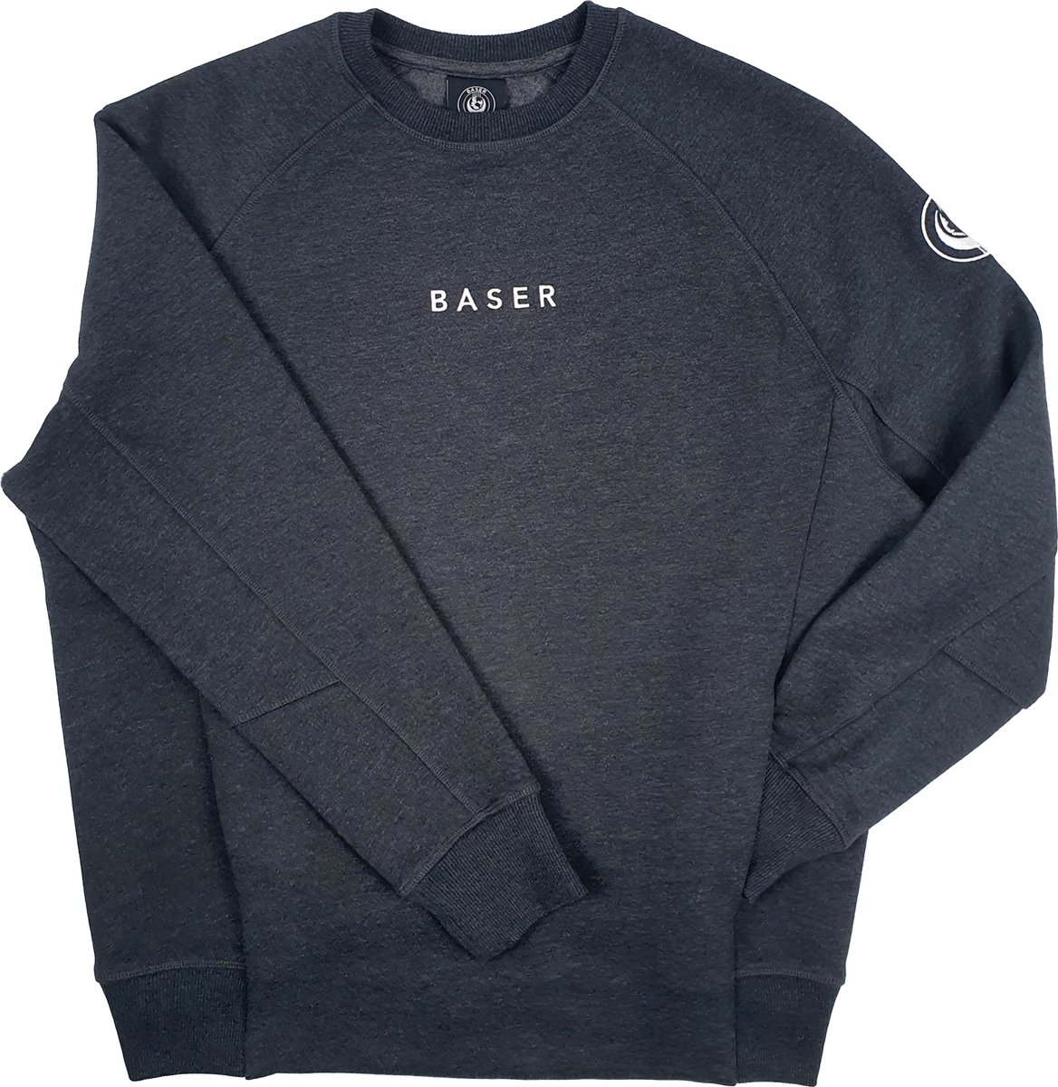 BASER Statement Sweater Grijs Melange Fleece - Maat M