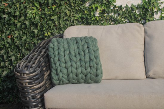 Handgemaakte kussen van 100% zuivere merino XXL lontwol - Melange Groen - 45 x 45 cm - huisdecoratie