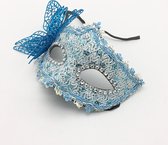 Venetiaans Masker - Vlindermotief - Stof - Blauw