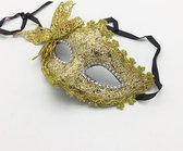 Venetiaans Masker - Vlindermotief - Stof - Goud