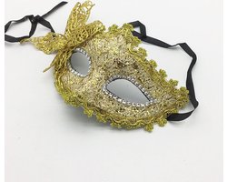 Venetiaans Masker - Vlindermotief - Stof - Goud