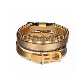 Luxe Armbanden Set 4-Delig | Goud | Klemarmband | Gouden Armbanden | Armband Mannen | Armband Heren | Cadeau voor Man | Mannen Cadeautjes | Moederdag | Moederdag Cadeau