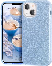 Hoesje Geschikt voor iPhone 13 Hoesje Glitters Siliconen - Glitter Hoesje Geschikt voor iPhone 13 hoesje TPU Case Blauw - Cover