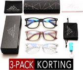 Southland Computerbril 3 Pack - Sterkte +1 - Blauw Licht Bril - Blauw Licht Filter Bril - Blue Light Glasses - Beeldschermbril - Blue Light Filter Bril