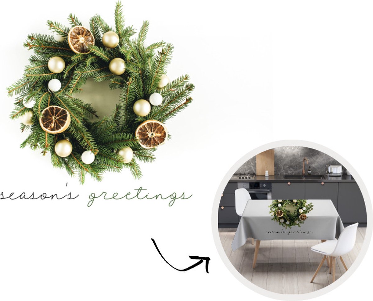 Kerst Tafelkleed - Kerstmis Decoratie - Tafellaken - Winter - Sinaasappel - Kerst - 260x130 cm - Kerstmis Versiering