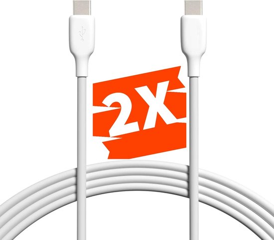 Phreeze 2x USB-C naar USB-C Kabel - 3 Meter - 65W Oplaadkabel - 480 MBps Datakabel - Data en Snellader - TPE - Voor S24,S23,S22,S21,S20,S10,Note,Ultra,Plus,Tablet