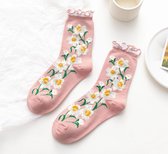 Sokken Dames - roze / zalm - leuke print panda - 35 - 40 - cadeau voor haar - geschenk vrouwen - kerstcadeau - verjaardagscadeau