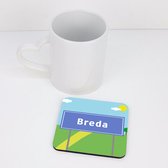 Onderzetter voor glazen met opdruk plaatsnaambord Breda - 10x10 cm - 1 stuk