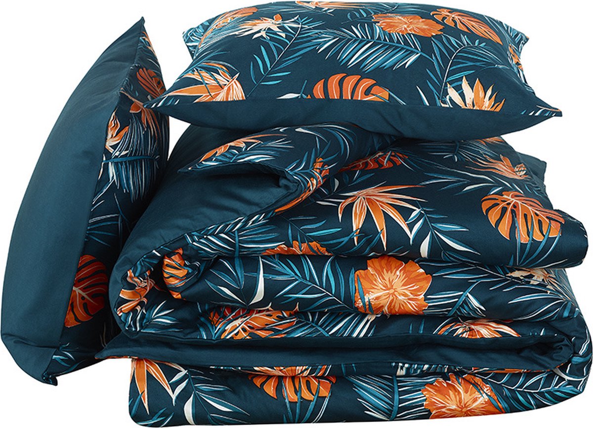 De Witte Lietaer Dekbedovertrek Satijn Bird of Paradise - Eenpersoons- 140 x 200/220 cm - Groen