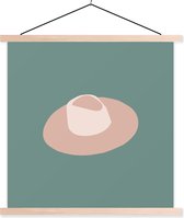 Porte-affiche avec affiche - Affiche scolaire - Été - Chapeau - Vert - 60x60 cm - lattes vierges