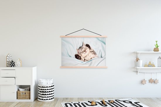 Poster textielposter chaton endormi 120x80 cm
