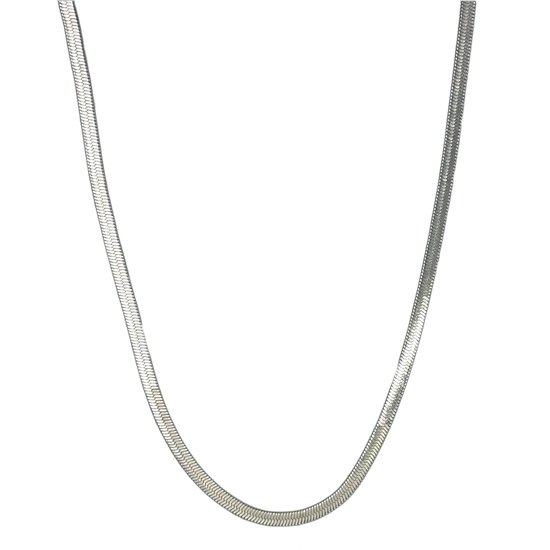 Platte Ketting Herringbone – Edelstaal – Zilverkleurig – Breedte 5 mm - Lengte 41 cm
