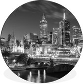 WallCircle - Wandcirkel - Muurcirkel - Skyline - Melbourne - Australië - Aluminium - Dibond - ⌀ 60 cm - Binnen en Buiten