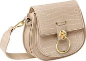 Schoudertas / Crossbodytas - Croco print - Gouden Ring - Half rond met Buckle ring - Beige