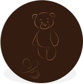 WallCircle - Cercle mural ⌀ 30 - Peluche - Ours - Dessin au Line - Tableaux ronds salon - Plaque murale ronde - Cercle de Décoration murale - Décoration de chambre à l'intérieur - Cercle mural de Décoration murale - Accessoires de maison