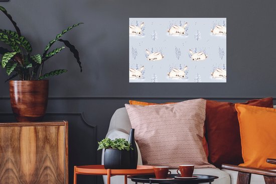 Stickers muraux - Hiver - Lapin - Motif - 60x40 cm - Feuille adhésive