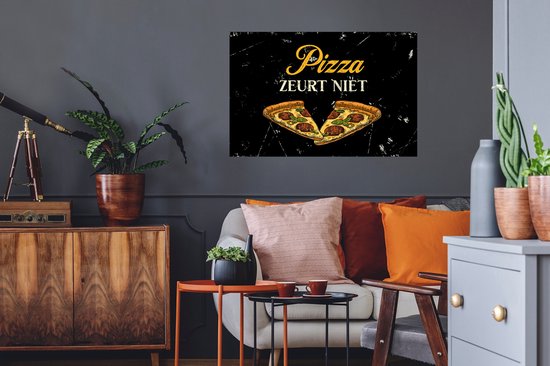 Stickers muraux - Pizza - Vintage - Dire - 90x60 cm - Feuille adhésive - Cadeau pour femme - Cadeau pour homme