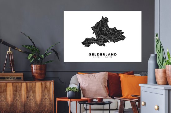 Stickers muraux - Gueldre - Nederland - Carte - 120x80 cm - Film adhésif - Plan de la ville