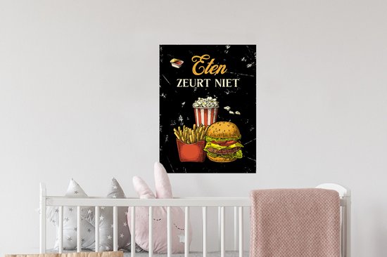Stickers muraux - Nourriture - Vintage - Citation - Zwart - 30x40 cm - Film Adhésif - Cadeau Femme - Cadeau Homme