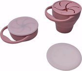 Snack cup - Snack Beker - Inklapbaar - Siliconen - Duurzaam - Baby - Peuter - Dreumes - Servies - Babyeetset - Onderweg - Rose