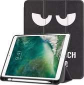 iMoshion Tablet Hoes Geschikt voor iPad Air 2 (2014) / iPad Air 1 (2013) / iPad 6 (2018) 9.7 inch / iPad 5 (2017) 9.7 inch - iMoshion Design Trifold Bookcase - Zwart / Meerkleurig /Don't touch