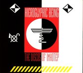Pochette d'album avec les textes 'Hieroglyphic Being' et 'The Disco's of Imhotep' sur fond noir et blanc avec un cercle rouge et des symboles égyptiens.