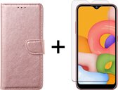 Samsung A03S Hoesje - Samsung Galaxy A03S hoesje bookcase rose goud wallet case portemonnee hoes cover hoesjes - 1x Samsung A03S screenprotector