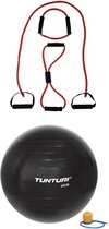 Tunturi - Fitness Set - Tubing Set Rood - Gymball Zwart 65 cm