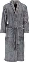 Badjas - donker grijs - velvet - fluffy - maat L/XL