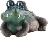 Crazy Clay Comix Cartoon - krokodil - beeld - Ingwenya - groen - uniek handgeschilderd - massief beeld