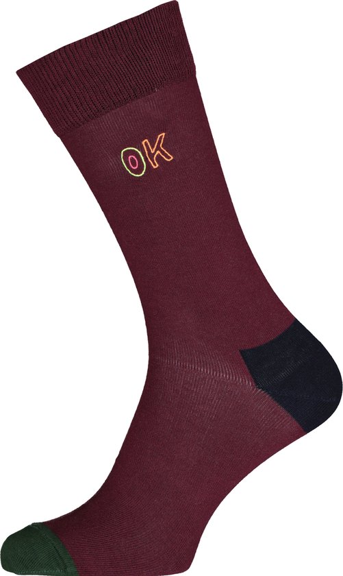 Happy Socks Embroidery Ok Sock - unisex sokken - bordeaux is OK - Unisex - Maat: 36-40
