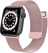 Rosé Bandje geschikt voor Apple Watch Series 1/2/3 42 mm & Series 4/5/6/SE 44 mm & Series 7 45 mm - Milanees Bandje voor Apple Watch 42 / 44 / 45 mm