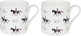 Set van 2 Mokken - Paarden in Draf van Sophie Allport - paarden bekers voor koffie en thee