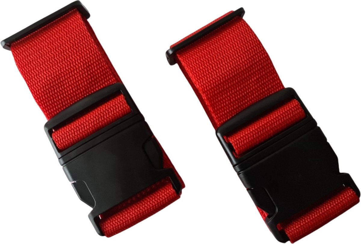 Bol.com 2 stuks Kofferriem met naam en adres labels | Kofferband | BagageRiem | Bagageband | 200CM Rood aanbieding