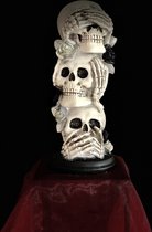 Doodshoofd Horen Zien en Zwijgen 39 cm hoog - Doodskop - Skelet - Skull - Skeleton - 17 cm hoog - Halloween - Griezel - interieurdecoratie - accessoire - voor binnen - gift - geschenk - cadea