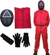 Halloween Costuum met Masker - Rode Trainingspak Overall - Maat XS/S