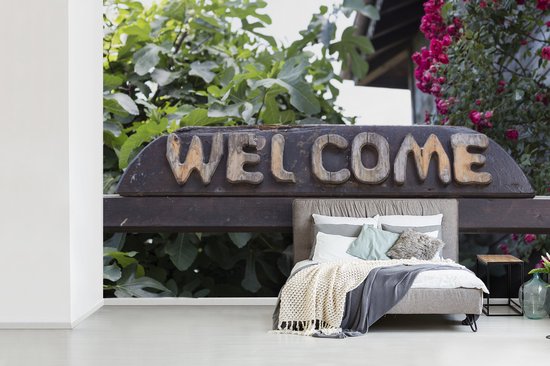 Papier peint photo peint photo vinyle - Un panneau de bienvenue largeur 330 cm x hauteur 220 cm - Tirage photo sur papier peint (disponible en 7 tailles)