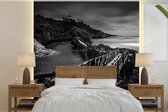 Papier peint photo vinyle - Pont en Indonésie avec des nuages menaçants - noir et blanc largeur 220 cm x hauteur 220 cm - Tirage photo sur papier peint (disponible en 7 tailles)