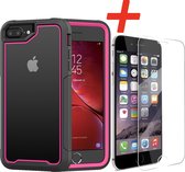 Backcover geschikt voor Apple iPhone 7 Plus / 8 Plus - Roze - Shockproof + Glas Protector