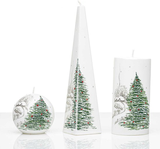 Kaarsen - Set Handgeschilderd - Kerstboom - Kerst - Kerstverlichting