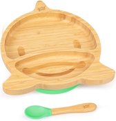 Vaisselle Vaisselle pour enfants Klarstein avec assiette et cuillère en bambou 250 ml - Ventouse - Assiettes Bébé - Assiette enfant 18 x 18 cm