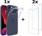 BixB iPhone 13 Pro Max hoesje - siliconen transparant backcover + 2x screenprotector - tempered glass