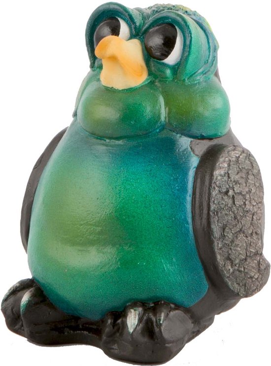 Comix Cartoon - pinguin - vogel - beeld - mini Pipino - groen - uniek handgeschilderd - massief beeld