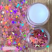 GetGlitterBaby Chunky Festival Glitters Sterretjes voor Lichaam en Gezicht / Face Body Glitter - Pink - en Glitter HuidLijm
