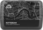 Ögon Designs Stockholm V2 RFID Creditcardhouder - V2.0 Smart Case - Aluminium - Zwart - City Map - Rotterdam