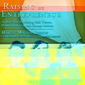Livre 'Raising an Entrepreneur' avec texte et images de trois enfants sur la couverture.