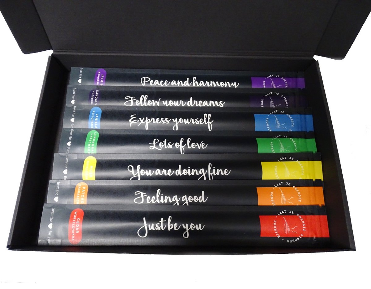 Wierook set chakra's - 7 zakjes a 10 stuks - cadeau set- met chakra boekje - leuk cadeau