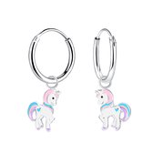Joy|S - Zilveren pony oorbellen - eenhoorn oorringen - unicorn pastel