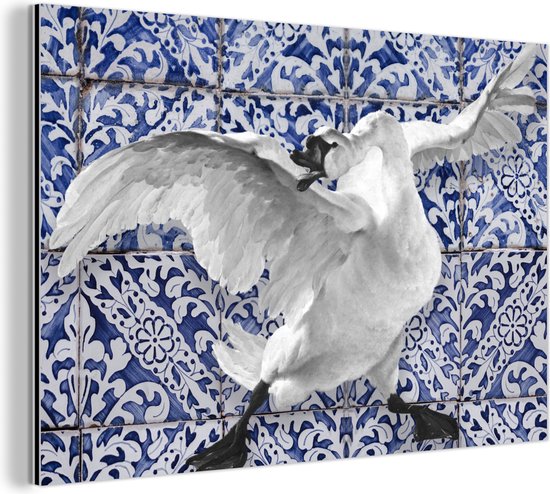 Décoration murale Métal - Peinture Aluminium - Cygne - Jan Asselijn - Blauw de Delft - 150x100 cm