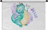 Wandkleed - Wanddoek - Dinosaurus - Kinderkamer - Groen - Jongens - Meisjes - Kinderen - 60x40 cm - Wandtapijt